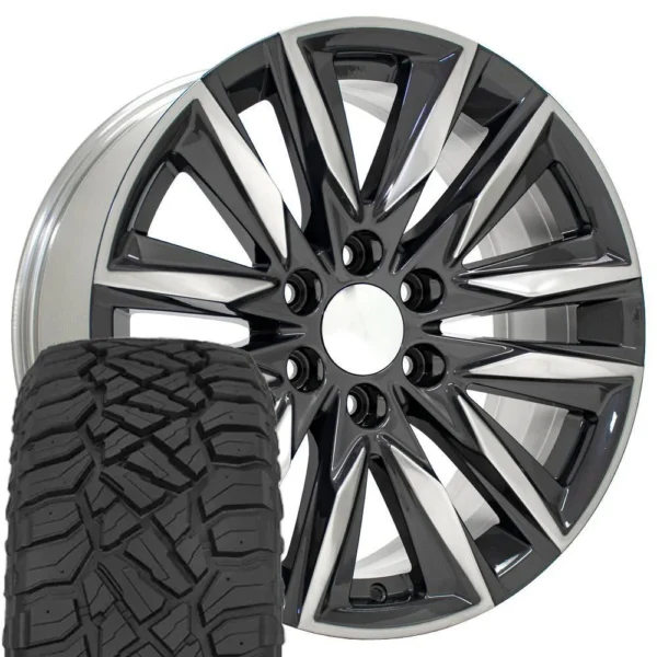 OE Wheels CA91 20x9 6x139 7 Gloss Gunmetal with Polished Face Wheels 275 55 20 Sailun TerraMax RT Tires SET