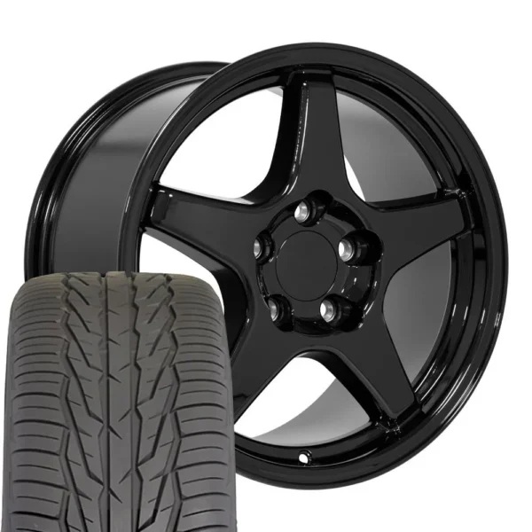 OE Wheels CV01 17x9 5 5x120 65 Gloss Black Wheels 275 40 17 Toyo Extensa HP II Tires SET