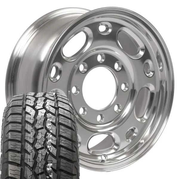 OE Wheels CV82 16x6 5 8x165 1 Polished Wheels 245 75 16 Ironman All Country A/T Tires SET
