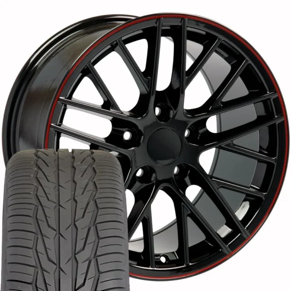 OE Wheels CV08 17x9 5 5x120 65 Gloss Black Redline Wheels 275 40 17 Toyo Extensa HP II Tires SET