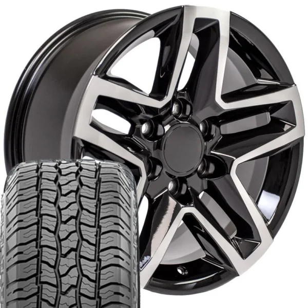 OE Wheels CV34 18x8 5 6x139 7 Gloss Black Machined Wheels 275 65 18 Ironman All Country A/T2 Tires SET