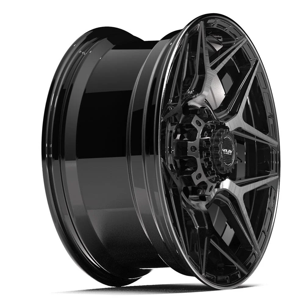 4PLAY 4P06 20x9 8x180 0et Gloss Black Brushed with Tinted Clear Wheel SET Image 3