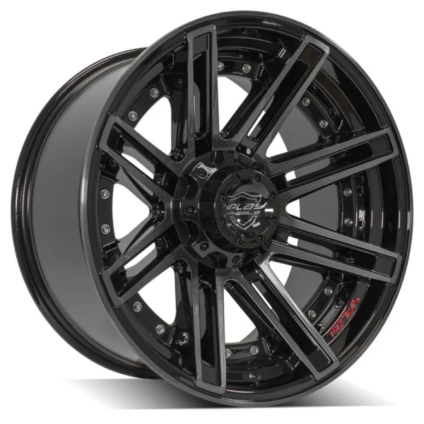 4P08 Gloss Black Brushed with Tinted Clear