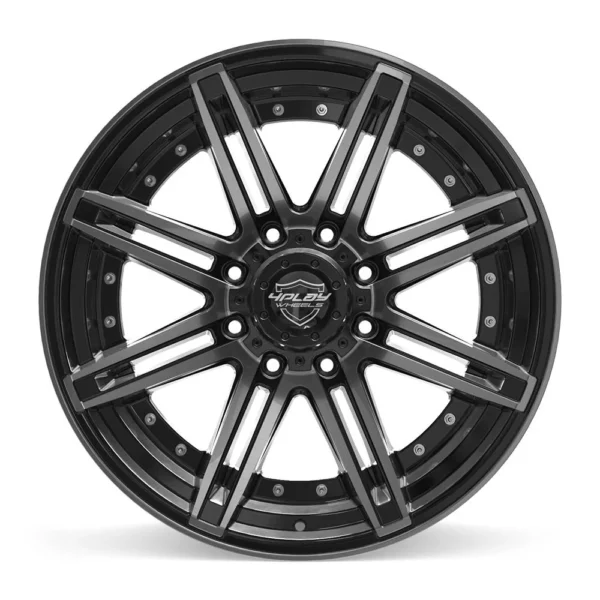 4PLAY 4P08 22x10 8x170  24et Gloss Black Brushed with Tinted Clear Wheel SET