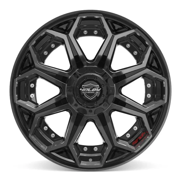 4PLAY 4P80R 20x10 6x135 + 6x139 7  18et Gloss Black Brushed with Tinted Clear Wheel SET