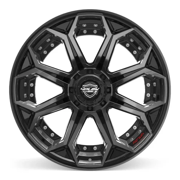 4PLAY 4P80R 22x12 6x135 + 6x139 7  44et Gloss Black Brushed with Tinted Clear Wheel SET