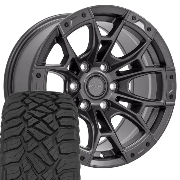 DEFIANT DF04 17x9 6x135 Dark Satin Charcoal Wheels 33x12 50 17 Sailun TerraMax RT Tires SET
