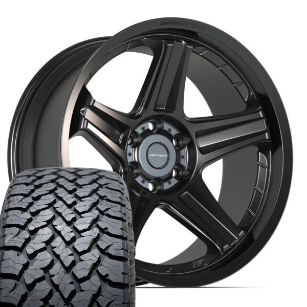 DEFIANT DF07 22x10 6x139 7 Satin Black Wheels 285 45 22 TBB TS 37 AT Tires SET