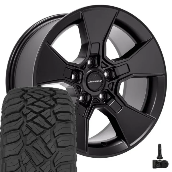DEFIANT DF02 17x8 5 5x127 Satin Black Wheels 33x12 50 17 Sailun TerraMax RT Tires TPMS SET
