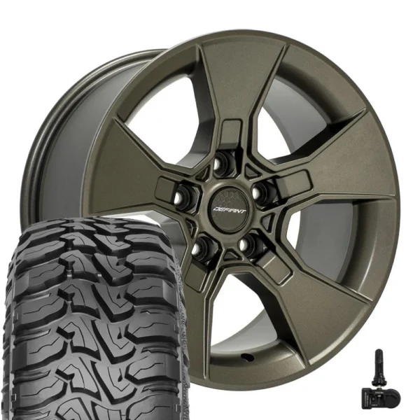DEFIANT DF02 17x8 5 5x127 Satin Bronze Wheels 33X12 50 17 Nexen Roadian MTX Tires TPMS SET