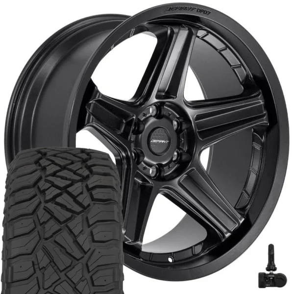 DEFIANT DF07 22x10 6x139 7 Satin Black Wheels 285 45 22 Sailun TerraMax RT Tires TPMS SET