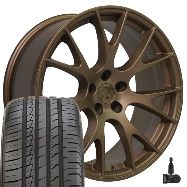 OE Wheels DG15 20x9 5x115 Satin Bronze Wheels 245 45 20 Ironman iMove GEN 2 Tires TPMS SET