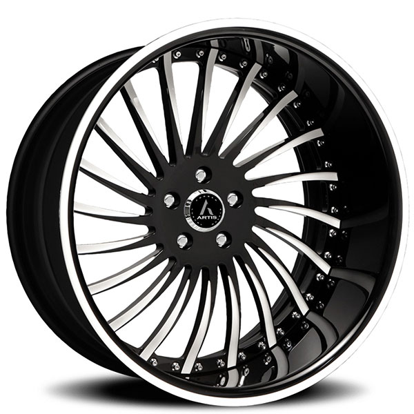 21" Artis Forged Wheels International Custom 2 Tone Face with Black Lip with Pin Stripe Accent Rims