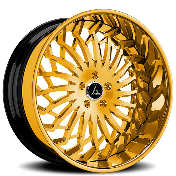 22" Artis Forged Wheels Spartacus Gold over Chrome Face and Lip Rims