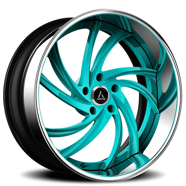 26" Artis Forged Wheels Twister Custom Color Face with Chrome Lip Rims