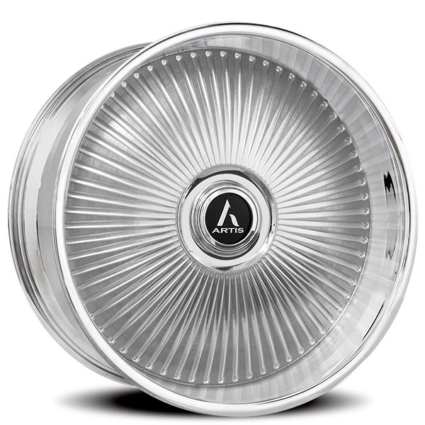 20" Artis Forged Wheels Reno Brushed Silver with Chrome Lip XL Floating Cap Rims