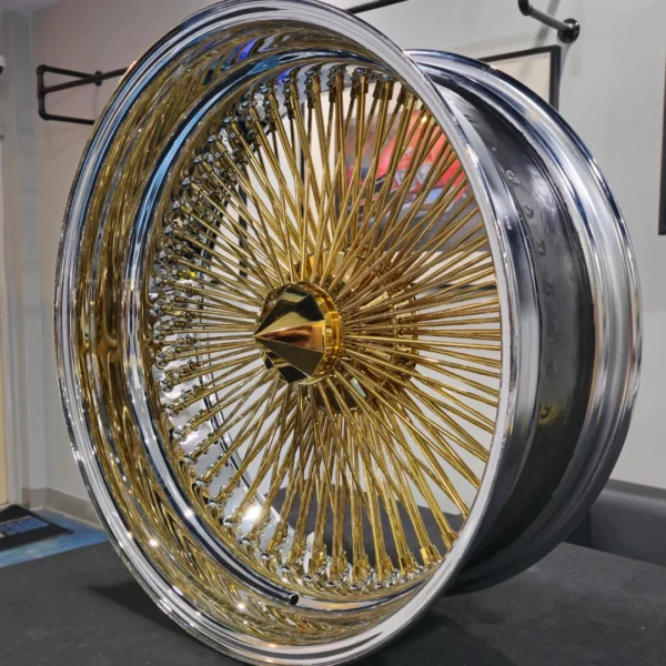 Luxor Wire Wheel Gold Center Chrome Lip Rims